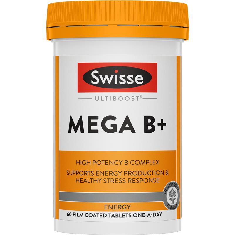 호주 <b>스위스</b> Swisse Ultiboost Mega B + 메가 B + 비타민B 복합체 60정