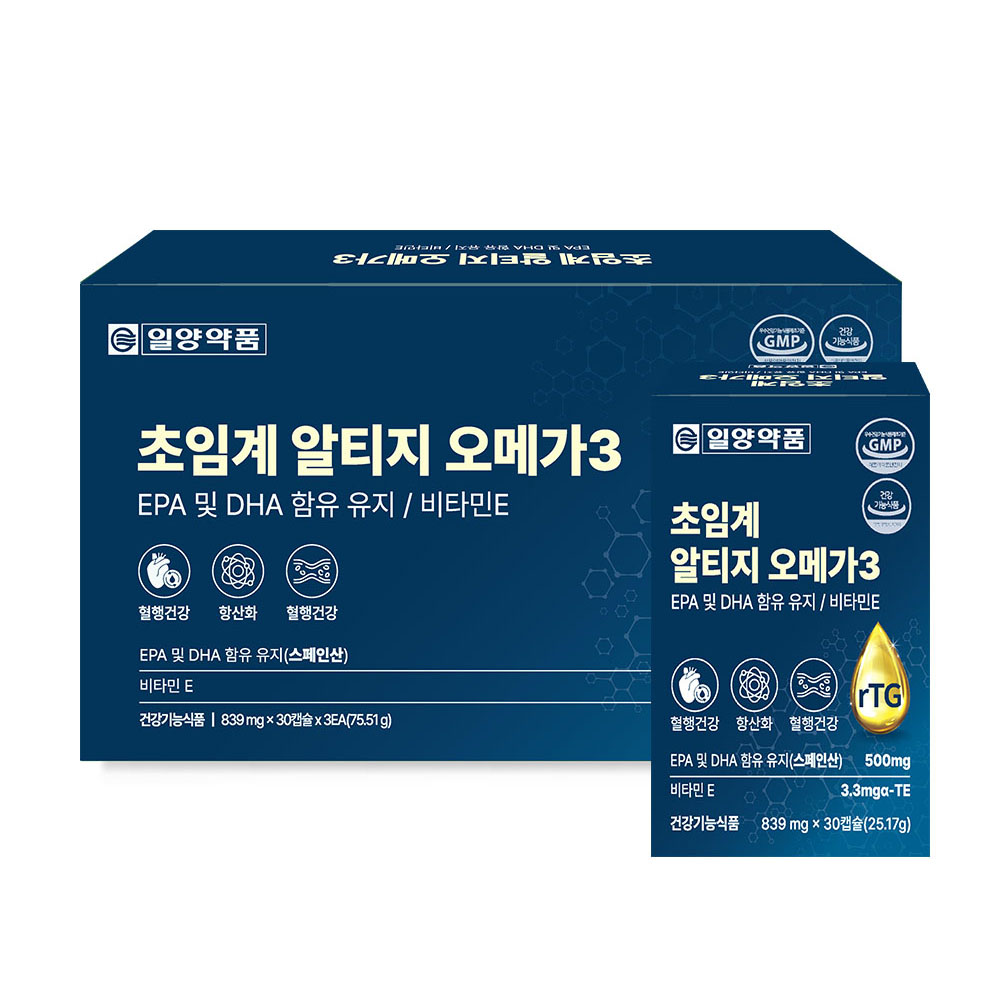 일양약품 초임계 알티지 <b>오메가3</b> 1박스 (30캡슐x3박스)