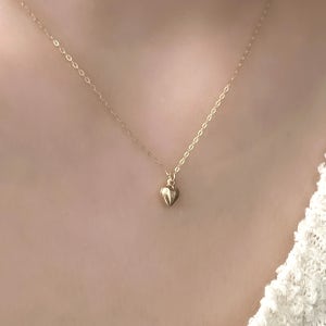 14k 통통 하트 네크리스 목걸이 여자 친구 생일 선물 로즈 골드