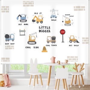 cut93 포크레인 덤프트럭 자동차 블라인드 아이방 롤스크린 방염 암막 제작가능