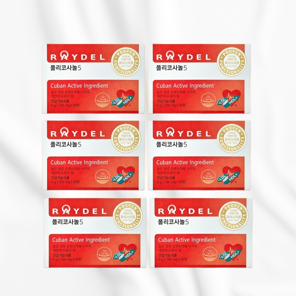 쿠바산 <b>레이델</b> 김명민 폴리코사놀5 RAYDEL 폴리코사민 30정 6박스