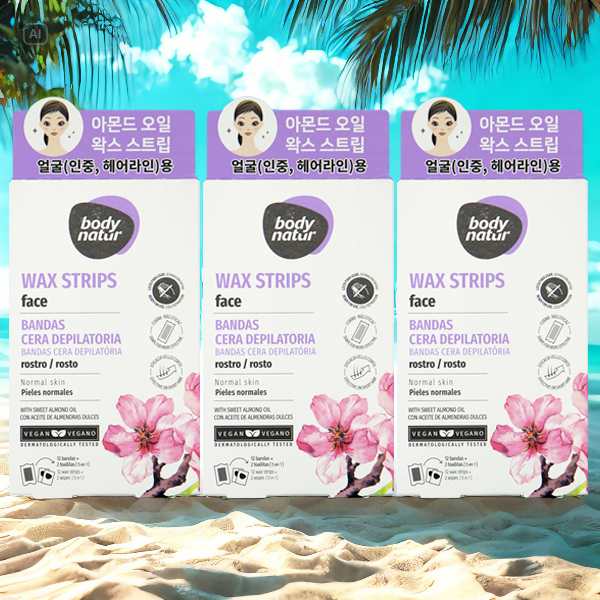 셀프 왁싱 제모 바디네이처 왁스스트립 페이스 스위트 아몬드오일 12매 x3개