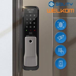 솔리티 지문인식 무타공도어락 WP-530B 푸시풀 카드키 디지털 번호키 현관문도어락 손잡이