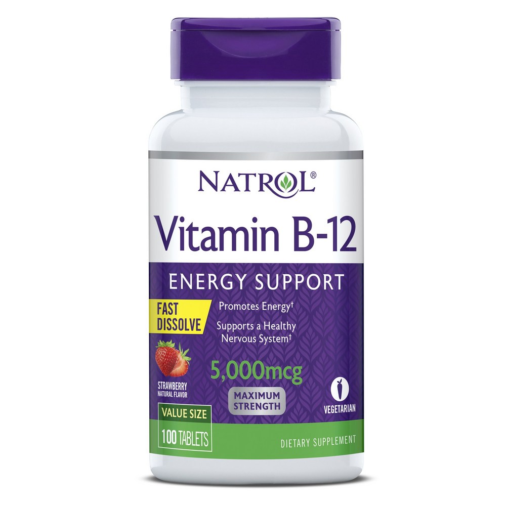 <b>나트롤</b> 비타민B-12 패스트 디졸브 스트로베리맛 5000mcg 100정 <b>시아노코발라민</b>