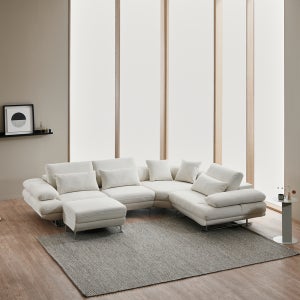 루벤 모듈 쇼파 패브릭 5인용 코너형 소파 아쿠아 거실 쇼파 넓은 모듈형 ㄱ자(스툴)