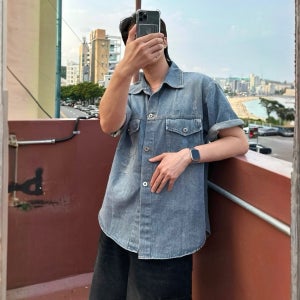 남자청남방 남자데님셔츠 반팔남방 남성여름남방