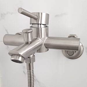 샤워기수전 욕실 샤워 수전 (고급) 전면 무광 스텐 욕조 수도꼭지 교체 L600