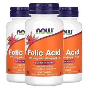 나우 푸드 폴산 엽산 Folic Acid 800 mcg 250 정 3팩
