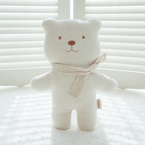유기농2겹 털빠짐없는 아기곰 두 애착인형 완제품 네추럴 이름표 오가닉 신생아임신출산조카선물
