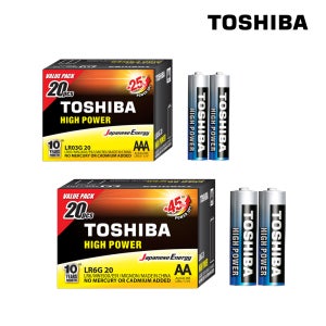 도시바 건전지 알카라인 AA 20알 + AAA 20알