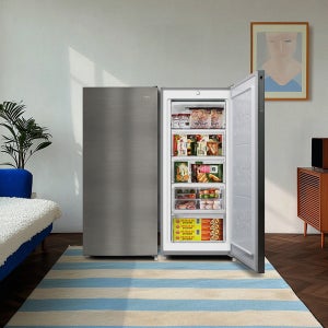 소형 미니 냉동고 서랍형 가정용 스탠드 급속 빵동고 냉동고 더함 CHIQ 146L 실버