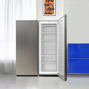 더함 소형 미니 냉동고 스탠드 서랍형 냉동고 메탈실버 177L