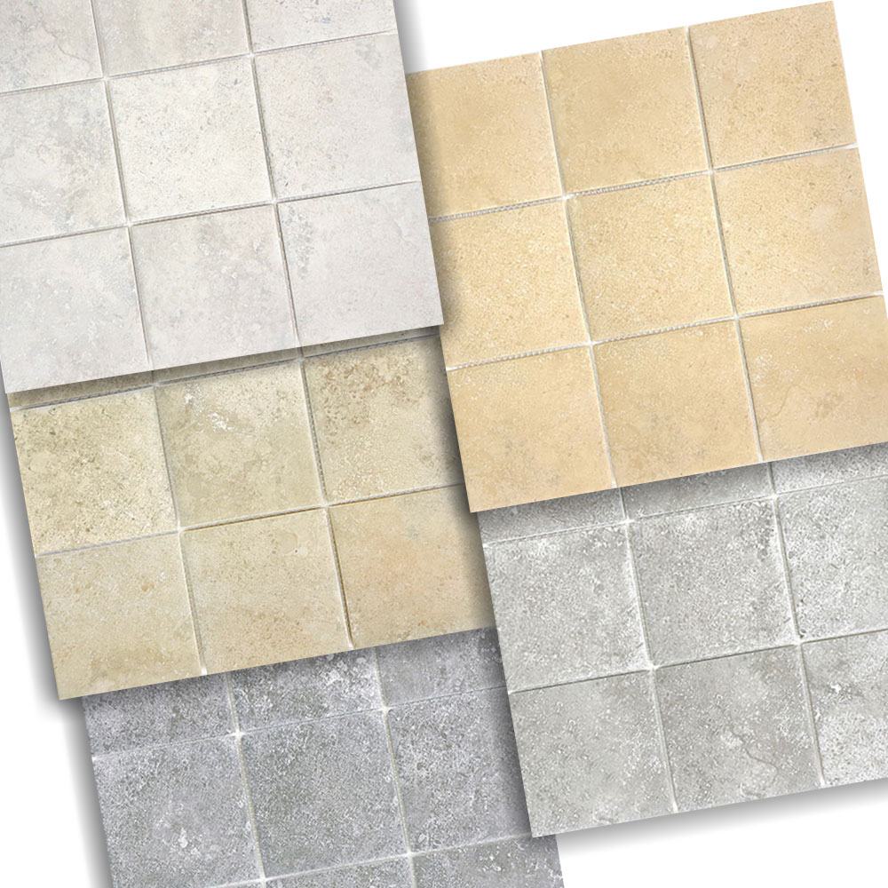 100각(97mm) 자기질 모자이크 빈티지 스톤 패턴 수영장 타일 문