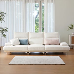 유씨엠 로렌 패브릭 소파 스윙 거실 아쿠아텍스 코너형 쇼파 스툴미포함, 크림베이지, 4인용