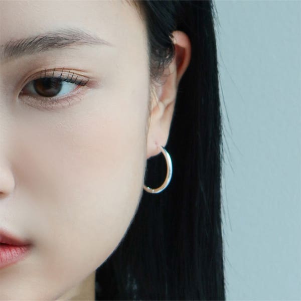 원터치 링귀걸이 실버925 데일리 기본 민자 후프 이어링 귀걸이