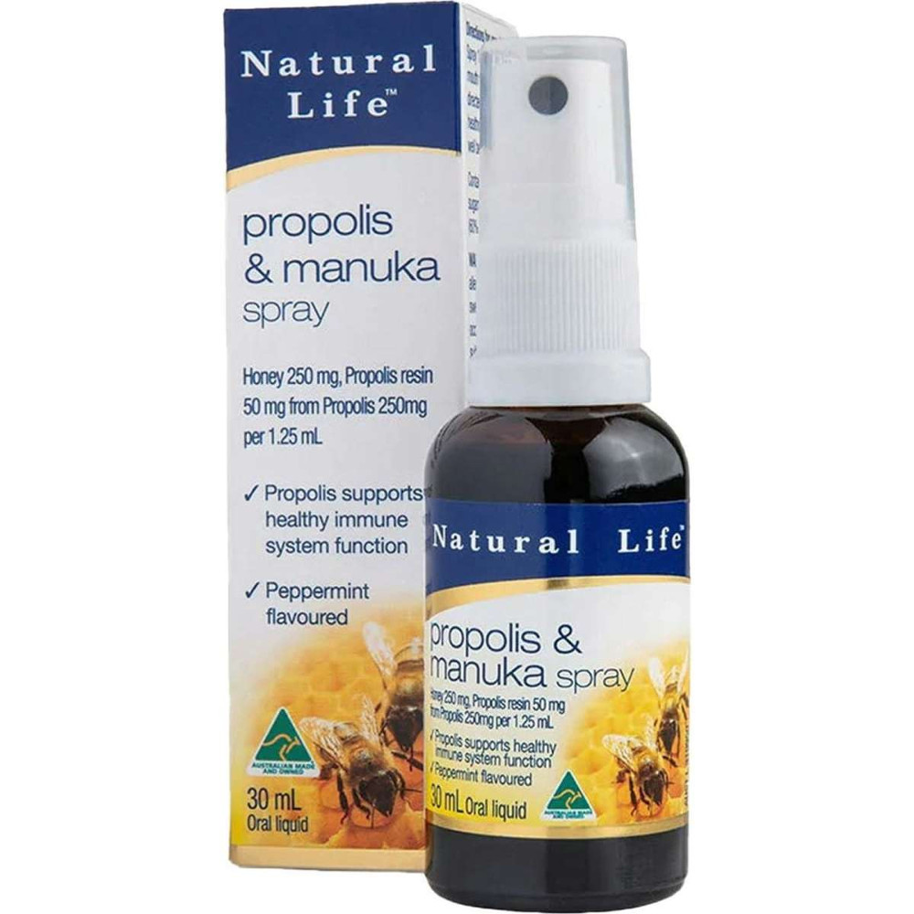 내추럴 라이프 프로폴리스 &amp; 마누카 허니 스프레이 30ml 1개입 <b>목</b> 건강 면역 구강용 강사 <b>목관리</b>