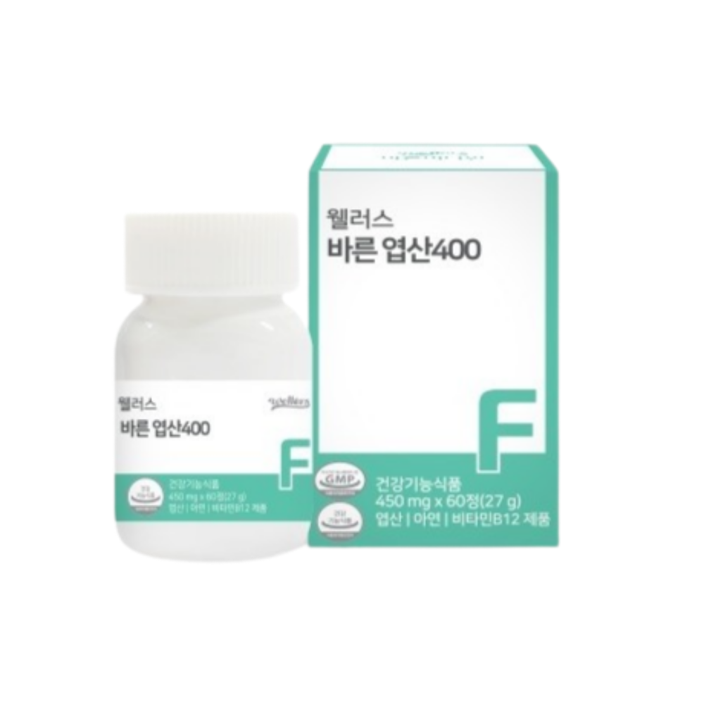 <b>웰러스 바른 엽산</b>400 450mg 60정