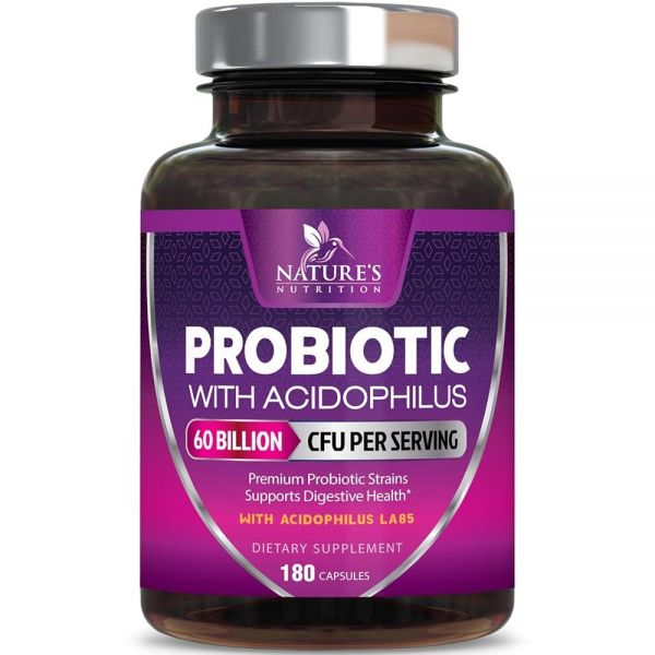 Probiotics, 1회 제공량당 600억 CFU, 여성 및 남성을 위한 소화 및 면역 건강 지원을 위한 프리바이오틱스가 함유된 프로바이오틱 - 자연 보충제는 상온 안정성, 콩,