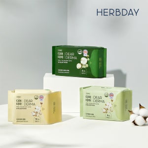 [체험팩]유기농순면 생리대 디어더마 오버나이트+대형+중형1팩씩