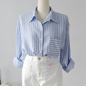 [살안타템] 에드 시어서커 루즈핏 여름 스트라이프 남방 셔츠