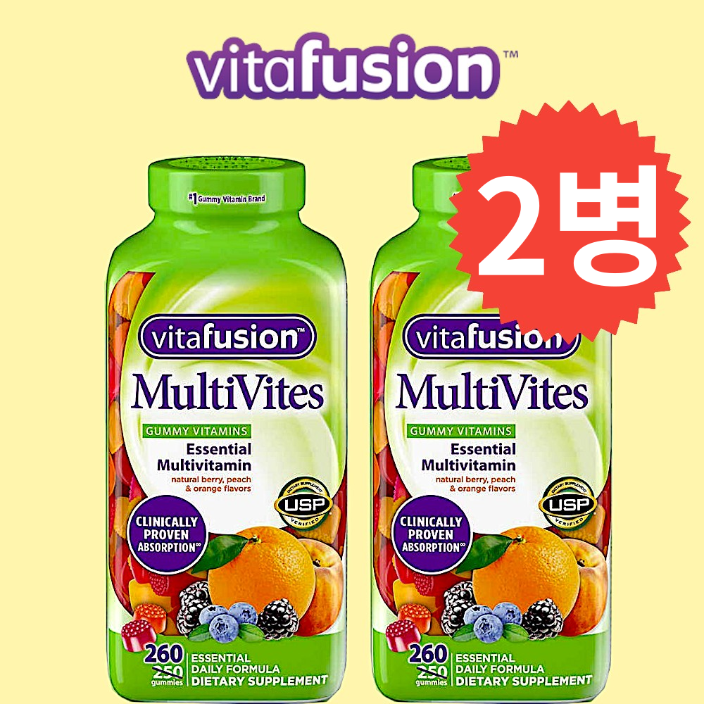 <b>비타퓨전</b> 멀티바이트 젤리 비타민 260개 <b>Vitafusion</b> Multivites 2병
