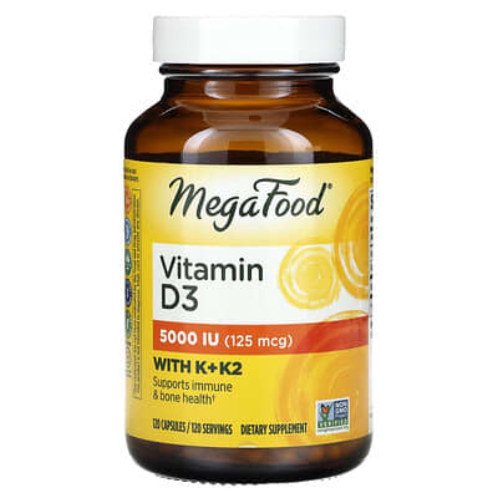 <b>메가푸드 비타민</b> D3 5000IU 125mcg 120캡슐 이뮨 <b>비타민</b> K+<b>K2</b> 함유