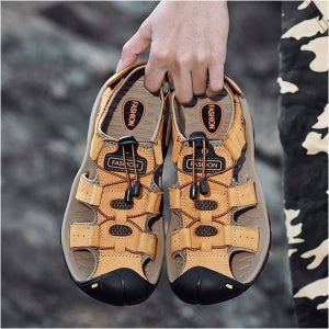 천연가죽 남성 트레킹 샌들 4컬러 여름 아웃도어 스포츠 가죽 샌달 슬리퍼