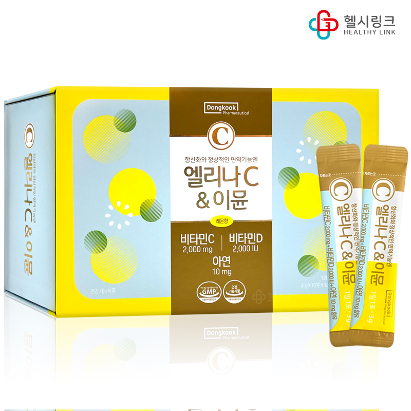 동국 약국판매 <b>엘리나C</b> 이뮨 레몬향 비타민C 비타민D 함유 120포, 1개
