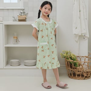원더풀라이프 국산 여 아동 슈크림 반팔 원피스 잠옷