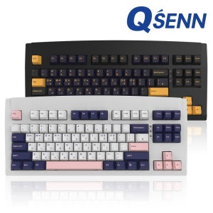 QSENN DT35 87 PBT 풀윤활 가스켓 유무선 기계식 키보드 블랙 QSENN 민트축 V1