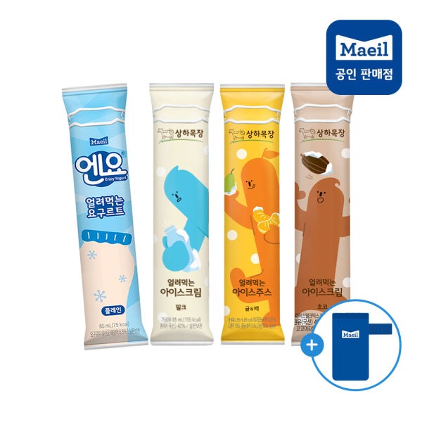 상하목장 얼려먹는 아이스크림 혼합 [밀크 초코 귤배 엔요 각6개]총24개입 + 홀더