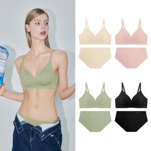 [게스언더웨어] [볼륨핏] 쿨 메쉬 심리스 브라 팬티 세트 4Colors