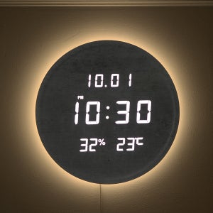 플라이토 백라이트 LED 벽시계 루나 온습도 와이파이 무드등 집들이선물 전자벽시계