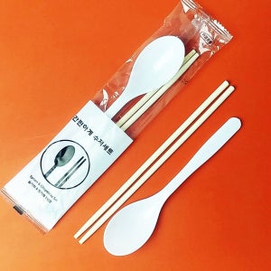 일회용 수저 세트 개별포장 500개 튼튼한 숟가락 긴 대나무젓가락(성인용)