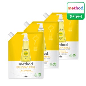 [메소드] 친환경 비건 주방세제 과일채소 세척용 레몬민트, 1L, 3개