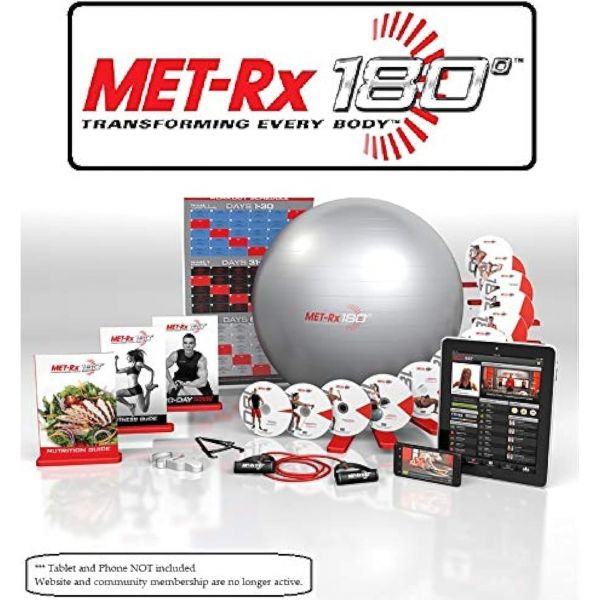 1461391 <b>Met-Rx</b> 180 Workout Fitness Exercise Ball Program Complete Kit - Transforming Every Body by