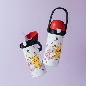 [6개월]그린핑거 베베그로우 원터치캡 스테인리스 포켓몬 빨대컵 300ml / 어린이 보온 보냉 물병 물통