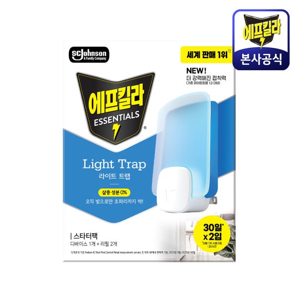 [초파리트랩]에프킬라 라이트트랩 기획(기기1개+리필2입) 초파리트랩 퇴치 날벌레 끈끈이