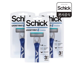 쉬크 쿼트로4 티타늄 휴대용 면도기 3개입, 3입