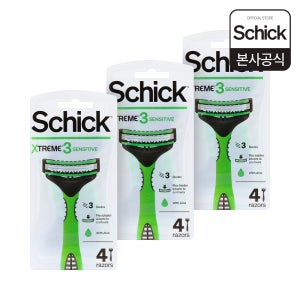 쉬크 익스트림 3중날 일회용 면도기 4입 3개