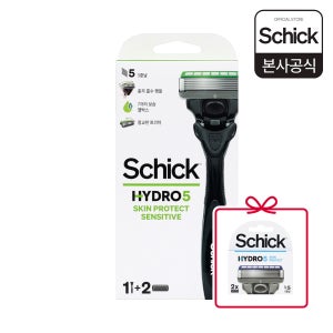 쉬크 하이드로5 5중날 스킨 프로텍트 센서티브 면도기 핸들1개+날2입+(증정)스킨프로텍트 날2입