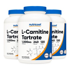 뉴트리코스트 L-카르니틴 타르트레이트 1,000mg 120회분 240캡슐, 3개