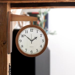 북유럽 무소음 양면시계 원목 벽걸이 거실 시계