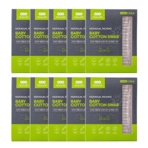 모슈아 개별포장 신생아 유아 낱개면봉 1200p 120개입, 10개