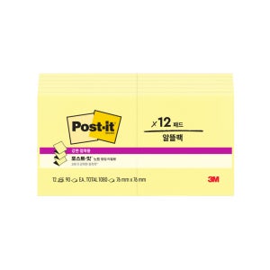 3M 포스트잇 강한점착용 노트 654-12SSCY 노랑