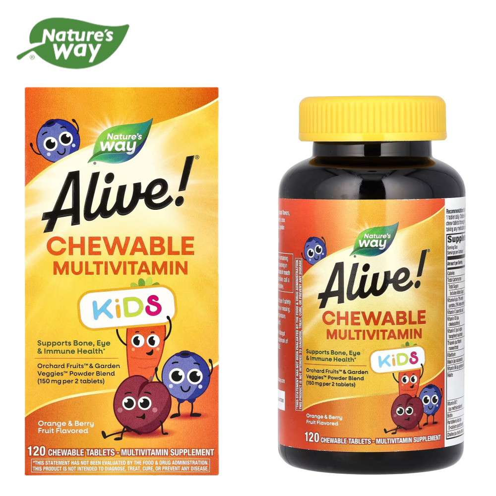 네이처스 네이처 웨이 <b>얼라이브 키즈 츄어블</b> 멀티 비타민 120<b>츄어블</b>