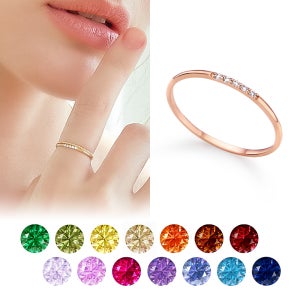 레뉴 스넬로 5 큐빅 가드링 레이어드 반지 / 14K 골드 18K 얇은 스타일 실반지