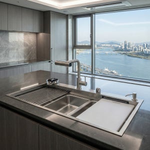 프로맘 멀티 싱크볼 레인도트 EM980 엠보 나노 코팅 사각 스테인레스 씽크볼 교체