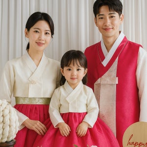 가족3인한복대여 아기 여아 돌잔치 촬영 스냅-아라한복대여전문점 멋진나들이N 무료배송반송