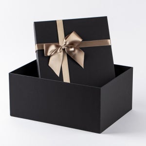 R1 고급 무지 싸바리 블랙상자 골드리본 40x30x18 투명상자